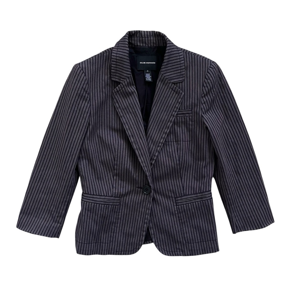 Vintage 90s Club Monaco Striped Single Button Hourglass Blazer Canada Size 2